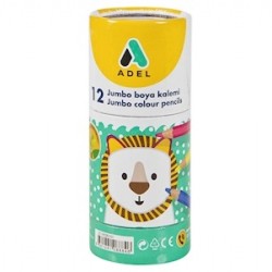 Adel 12 Renk Altıgen Jumbo Boya Kalemi Yarım Boy