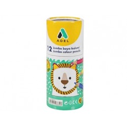 Adel 12 Renk Altıgen Jumbo Boya Kalemi Yarım Boy