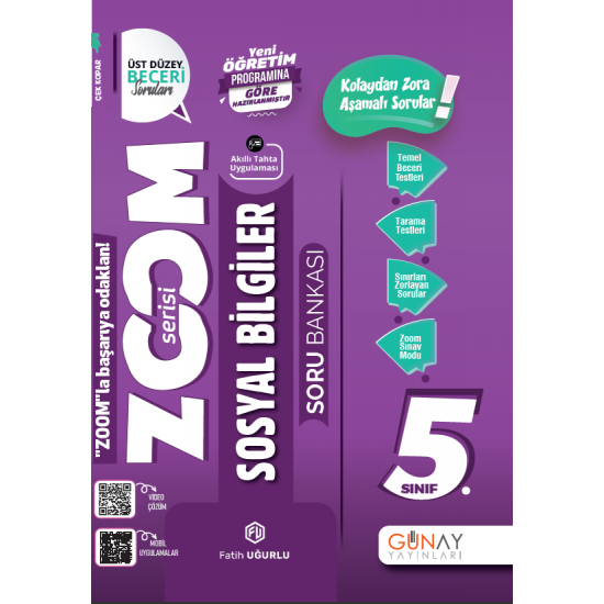 Günay Yayıncılık  5.Sınıf Zoom Sosyal Bilgiler Soru Bankası