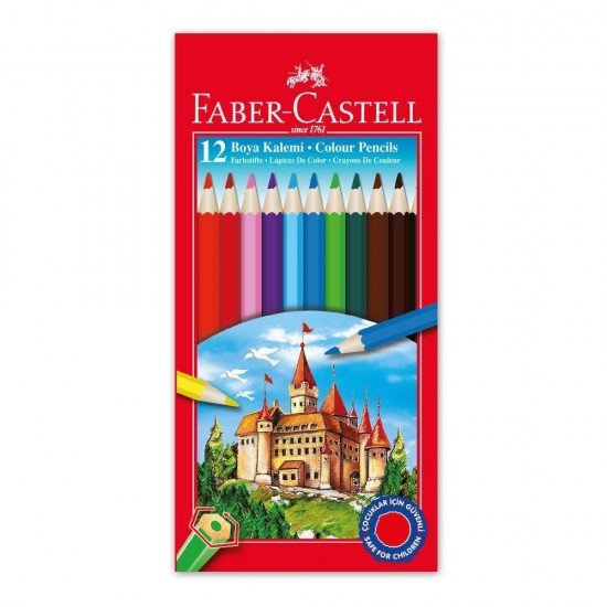 Faber Castell 12 Renk Kuru Boya Karton kutu