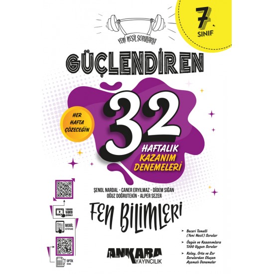 Ankara Yayıncılık 7. Sınıf Güçlendiren 32 Haftalık Fen Bilimleri Kazanım Denemeleri