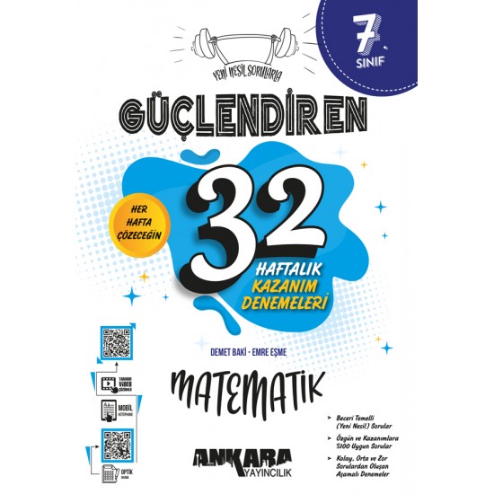 Ankara Yayıncılık 7. Sınıf Güçlendiren 32 Haftalık Matematik Kazanım Denemeleri