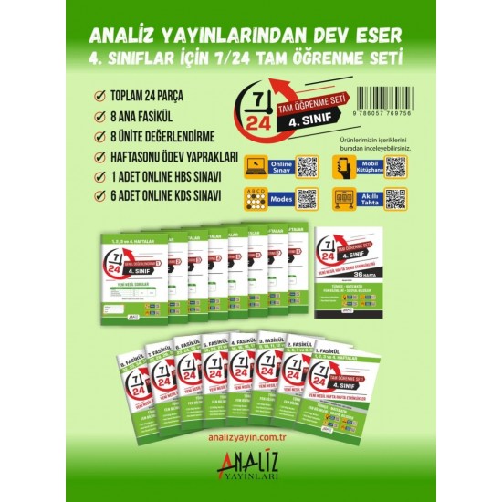 Analiz Yayınları 4.Sınıf 7/24 Öğrenme Seti