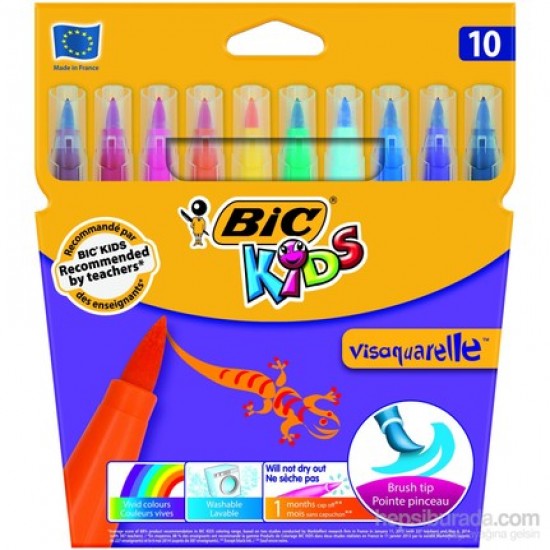 Bic Kids Fırça Uçlu Keçeli Kalem 10 Renk Karton Kutu