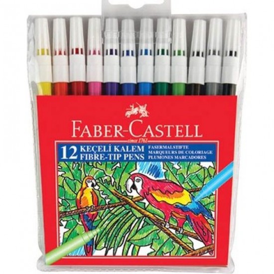 Faber Castell 12 Renk Poşet Keçeli Kalem