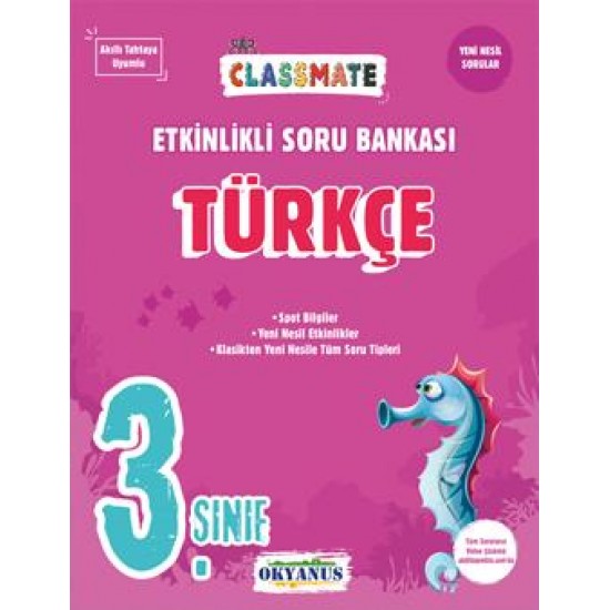 Okyanus Yayınları  3. Sınıf Türkçe Classmate Etkinlikli Soru Bankası Okyanus Yayınları