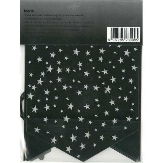 İyi ki Doğdun Yazısı (13,5*17 cm) Siyah Zemin-Gümüş