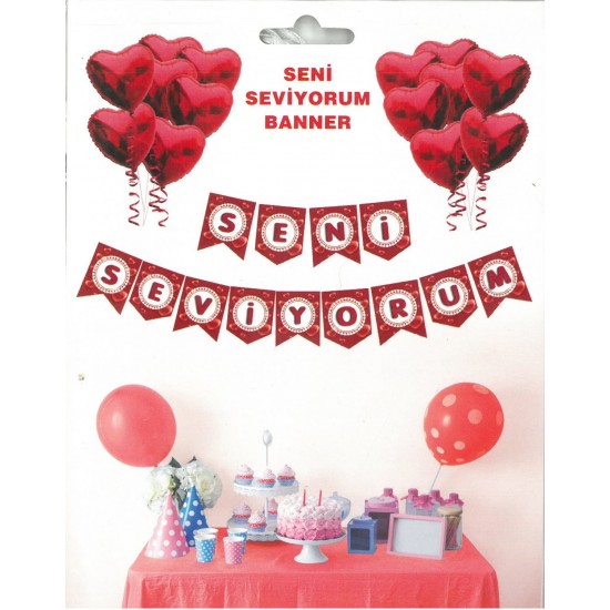 İyi ki Doğdun Yazısı (13,5*17 cm) Kırmızı Zemin-Kalp