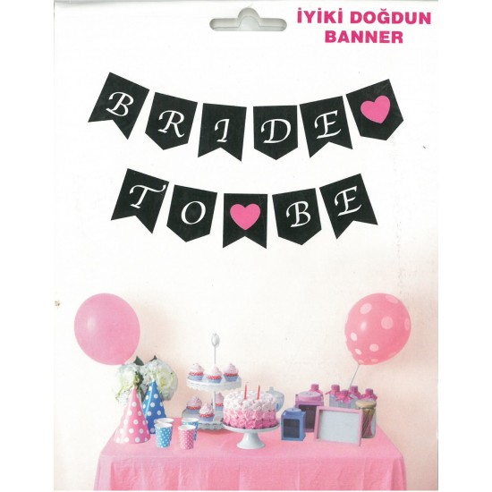 İyi ki Doğdun Yazısı (13,5*17 cm) Siyah Zemin-Pembe Kalp