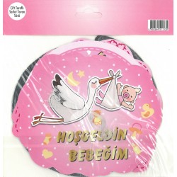 Hoş Geldin Bebeğim Yazısı Pembe