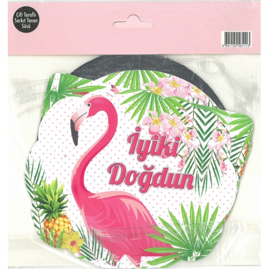 İyi ki Doğdun Yazısı Kenar Kesimli Flamingo