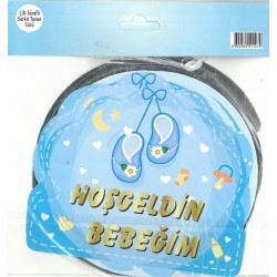 Hoş Geldin Bebeğim Yazısı Mavi