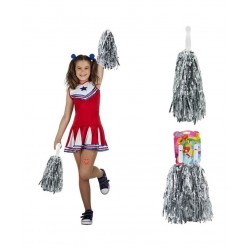 23 Nisan Gösteri Ponpon Metalik Gümüş 2'li Set 