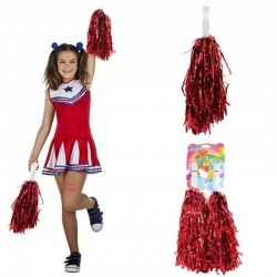 23 Nisan Gösteri Ponpon Metalik Kırmızı 2'li Set 